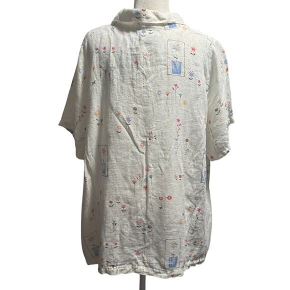 Hot Cotton by Marc Ware Floral Linen Button-Down Shirt – Size 3X (Oversized Fit) - Picture 2 of 7